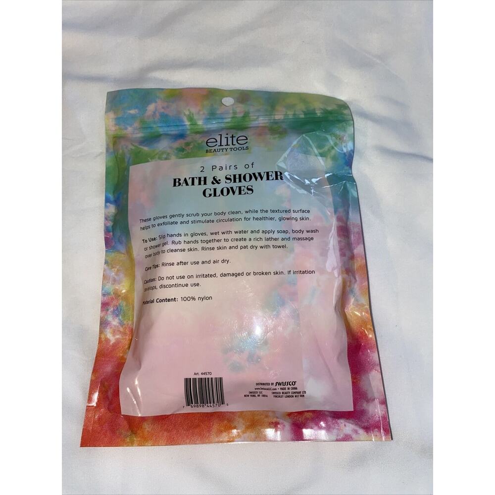 Elite Shower Exfoliating Wash Skin Spa Bath Gloves Scrubber New in Package - Picture 2 of 4